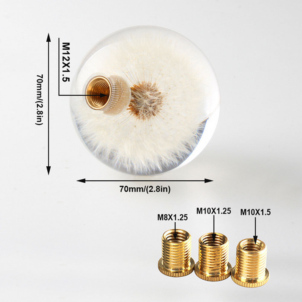 Universal 70MM Racing Crystal Ball Dandelion Real Flowers Shift Knob Shift Head