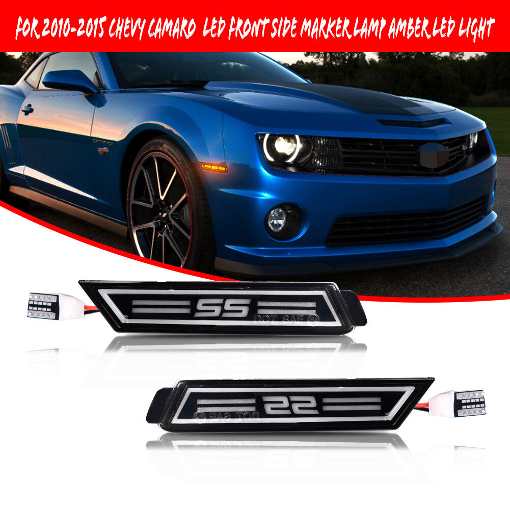 For 2010 - 2015 for Camaro Front Bumper Side Marker Amber LED Light - v