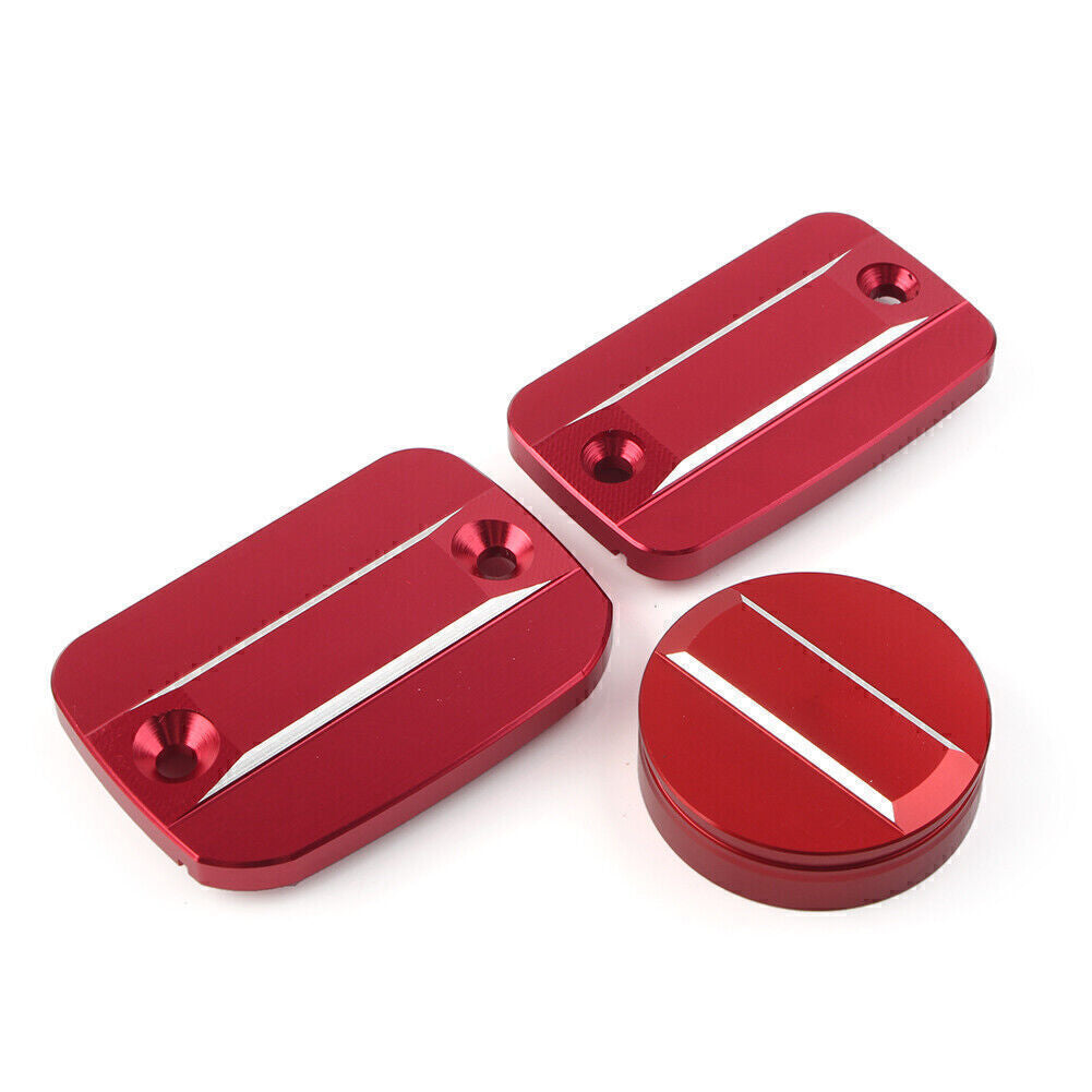 Fit Scrambler 1100 800 Red Front Rear Brake Clutch Fluid Reservoir Cap Cover