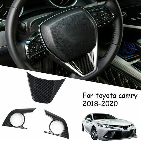 for Toyota for Camry 2018-2020 ABS Carbon Fiber Look Steering Wheel Frame Cover Trim