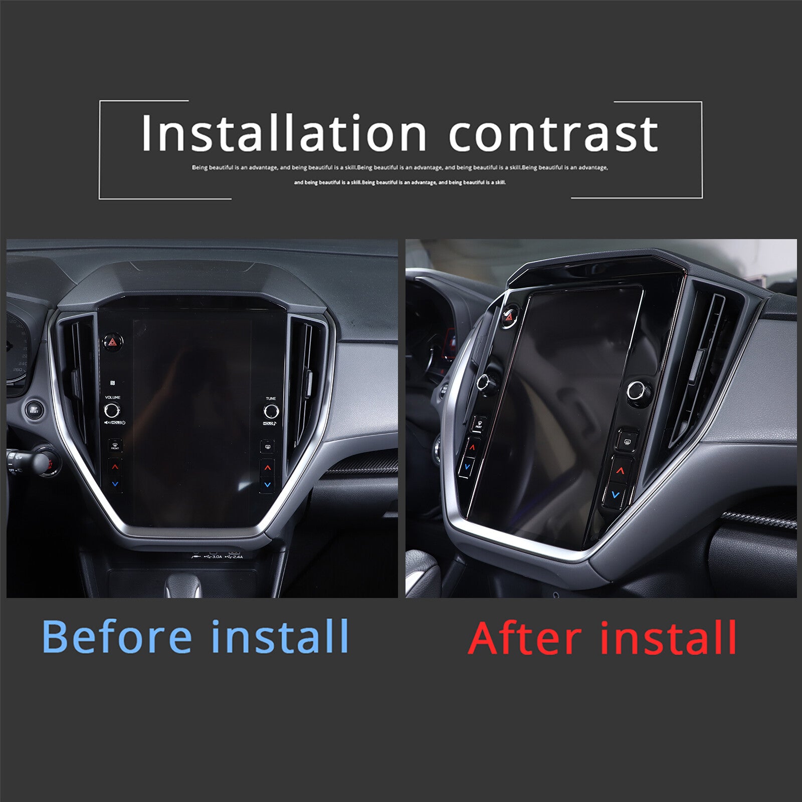 Glossy Black Navigation Screen Panel Protective Cover Sticker for Subaru WRX STI 2022-2023 n