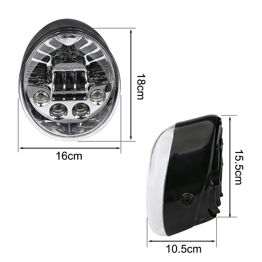 Motorcycle LED Headlights (Hi/Lo) Suitable for Harley Vrod, V-ROD, VRSCA, VRSCB 2002-2017