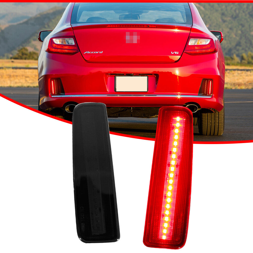 Smoked rear reflector fog light tail brake light for 13 14 15 for Honda Accord Coupe - v