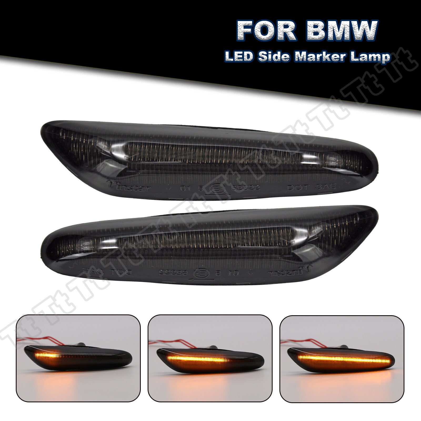 for E60 E61 E82 E88 E90 E91 E92 E93 Sequential Smoke LED Side Marker Lights - v
