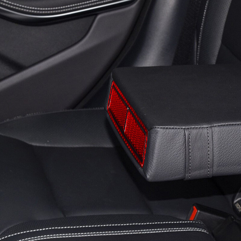 Red Front Door Handle & Horn Ring Trim Carbon Fiber For Tacoma 2012-2015 v
