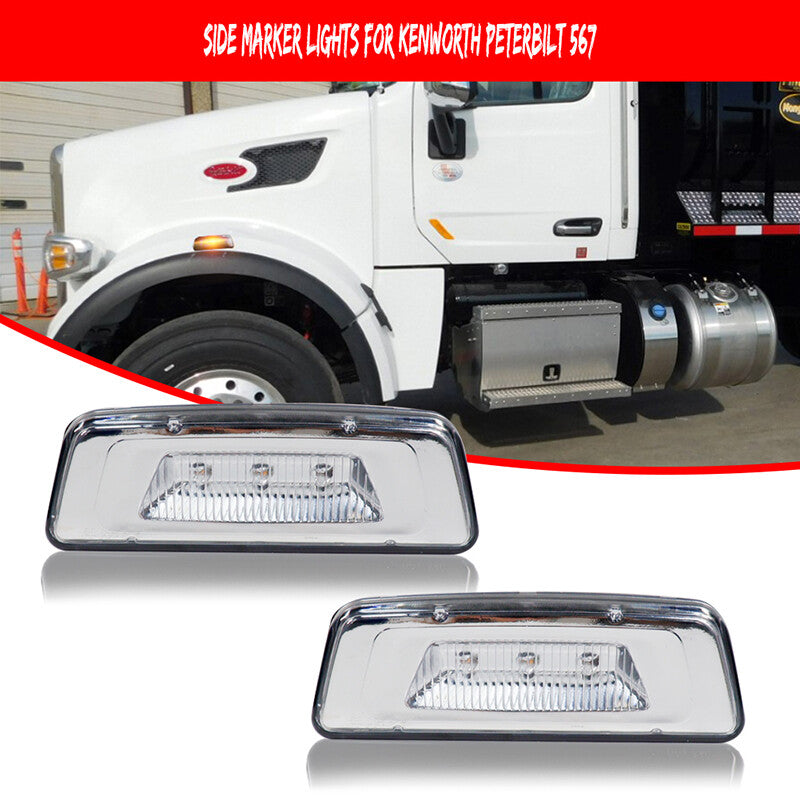 Transparent mudguard side marker lights suitable for Kenworth T680, T700, T880 15-up for Peterbilt 567