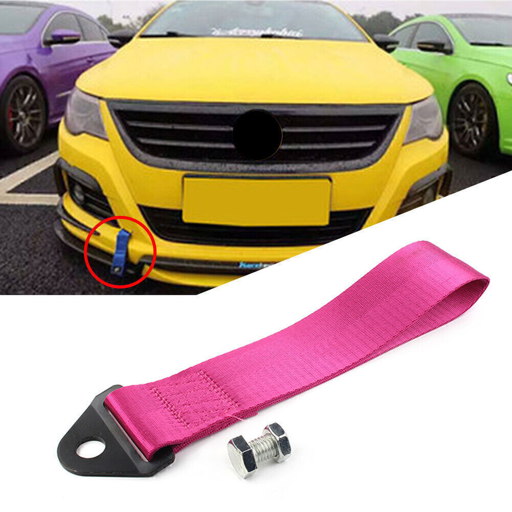 Racing Towing Strap Belt Rope Rally Hook Universal Rear/Front Bumper Purple Car