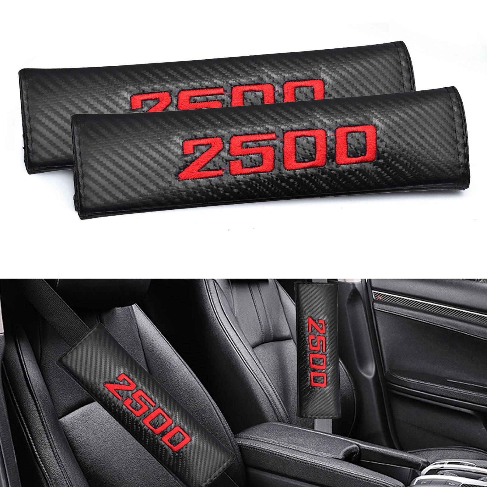 2pcs for Dodge for Ram 2500 Cab Pickup Red Embroidered for Seat Belt Shoulder Pads Cover Q