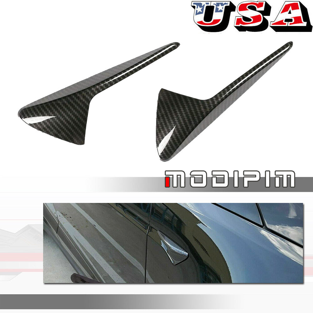 Matte Dry Carbon Fiber Side Fender Camera Protector Trim for Model 3 Y 2015-up- v