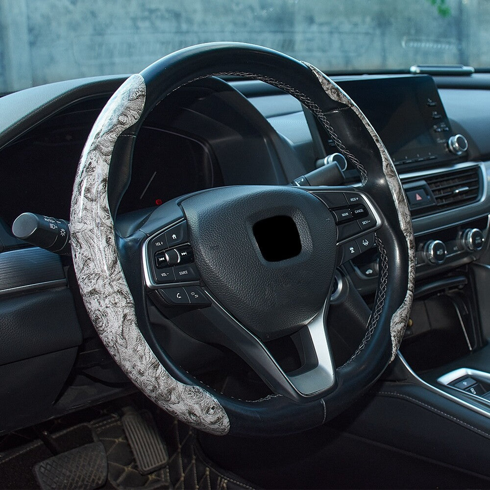 1 Pair Universal Auto Car 15inch O/D Shape Steering Wheel Cover Non Slip Gray