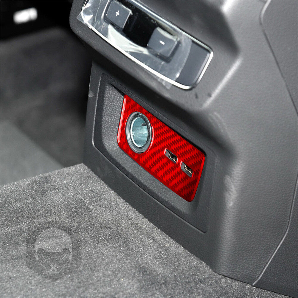 for Audi Q5 Q5L 2018-2023 RHD Rear Cigarette Lighter Panel Trim Red Carbon Fiber