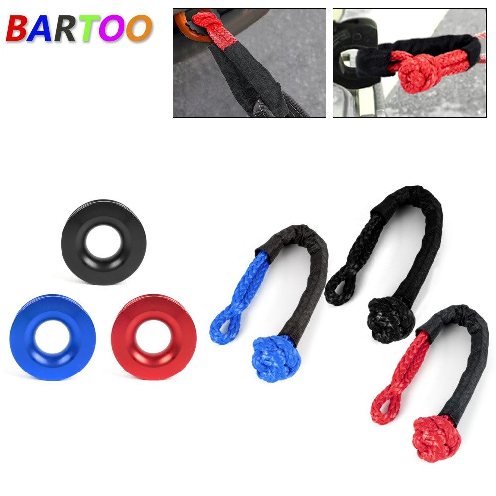 Heavy Duty Recovery Ring Snatch Block Pulley w/ Soft Shackle Tow Winch Rope Q