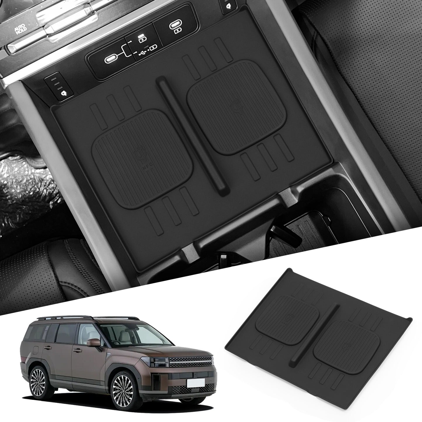 for Hyundai Santa Fe 2024 2025 Anti-Slip Pad Center Console Wireless Charger
