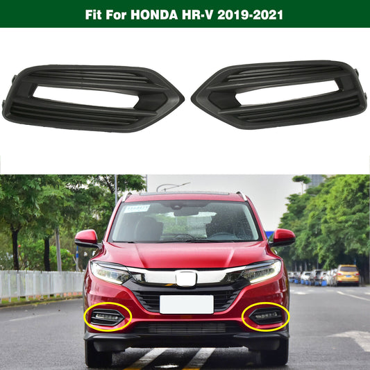 Front Bumper Fog Lamp Light Cover Bezel Pair Black Fit for HONDA HR-V 2019-2021