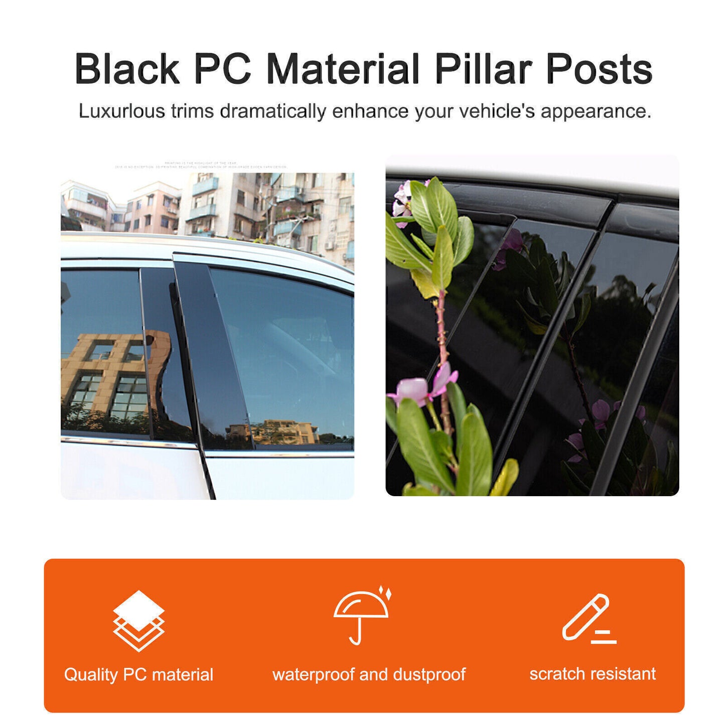 Piano Black Pillar Posts Door Window Molding Strip for Chevrolet Malibu 2016-21