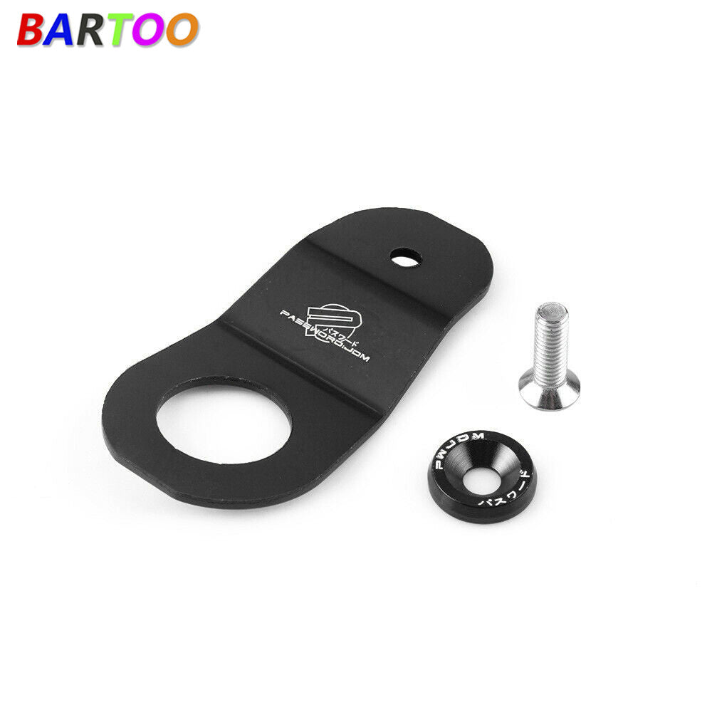 Black Radiator Stay Mount Bracket+Fender Washer For 96-00 EK JDM Q