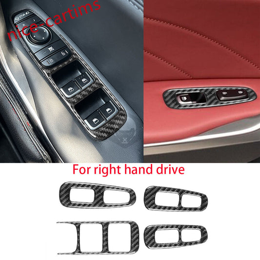 for Kia Stinger 2019-23 RHD Window Lift Switch Button Panel Cover Carbon Fiber¡Á4