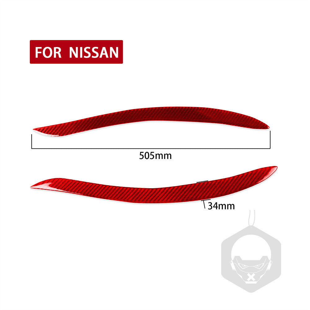2¡ÁRed Carbon Fiber Headlight Eyelids Eyebrow Trim for Nissan 200SX S15 1999-2002