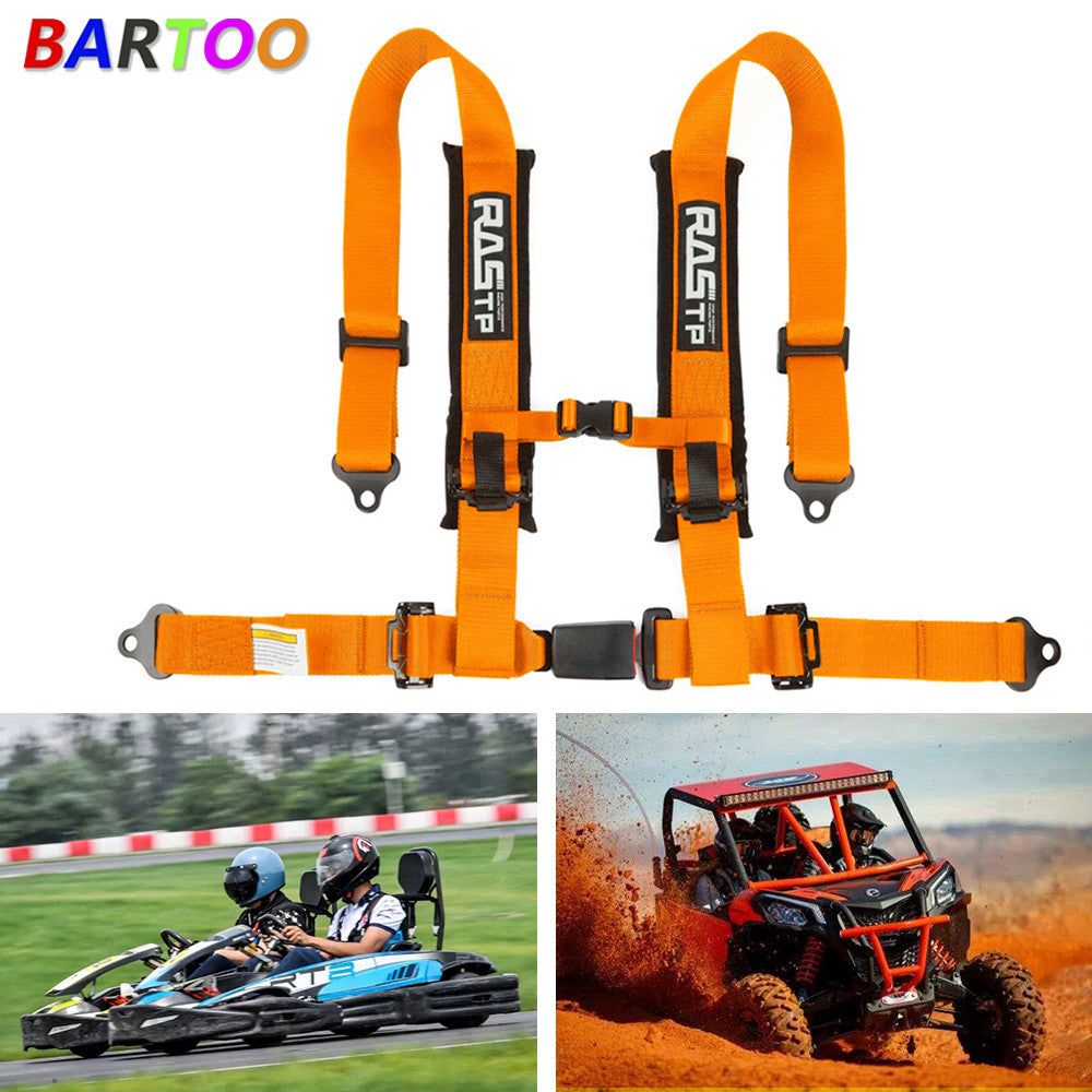 Universal Orange 4 Point Buckle Racing for Seat Belt Harness 2 Straps For ATV UTV Q
