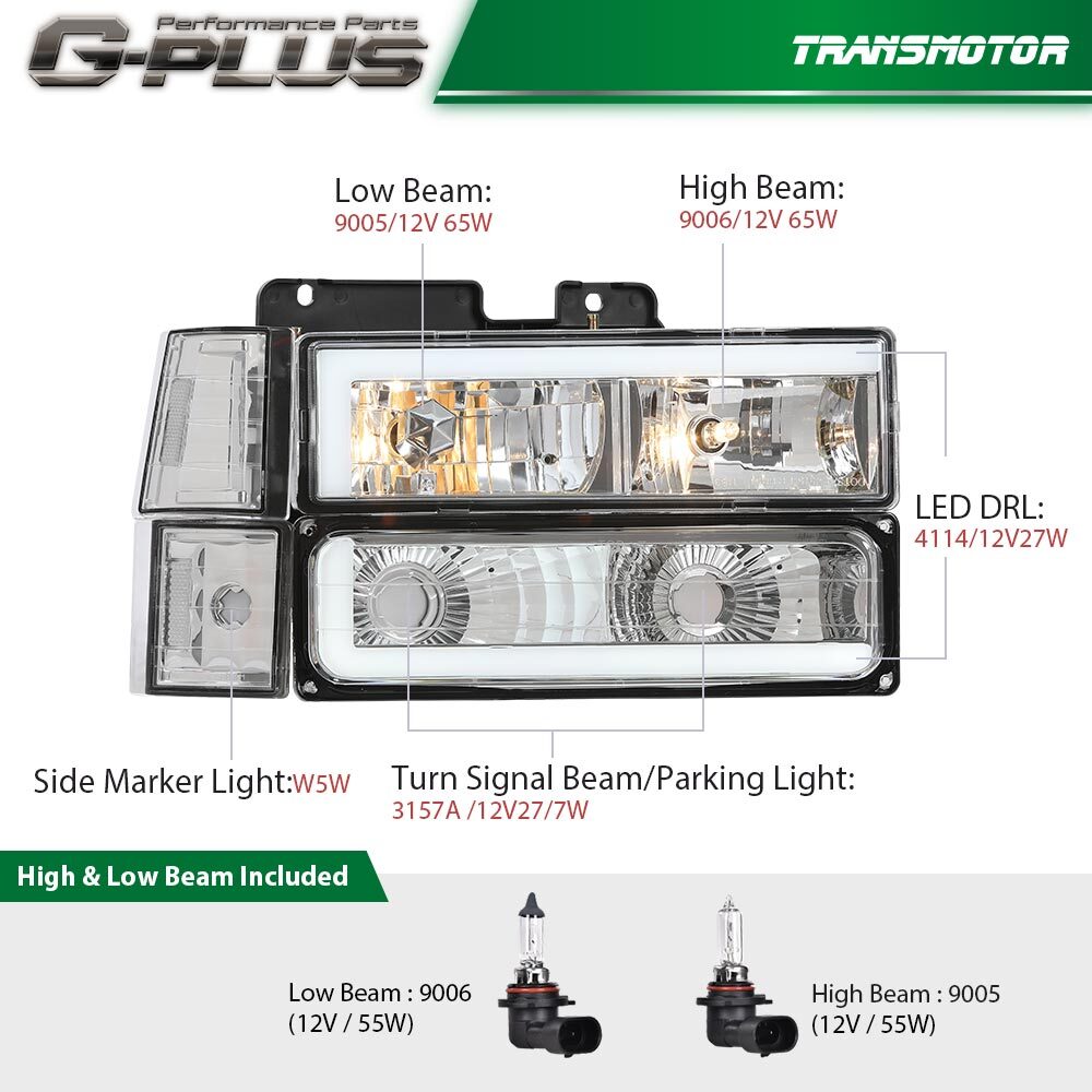 Shiyuan 94-98 C10 C/K Silverado LED DRL Bright and Clear + Cyan-Red