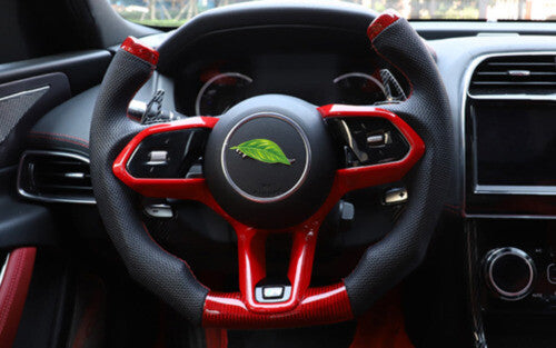 for Jaguar XF 2021-2023 Glossy Red Frame Trim Steering Wheel Control 1PC