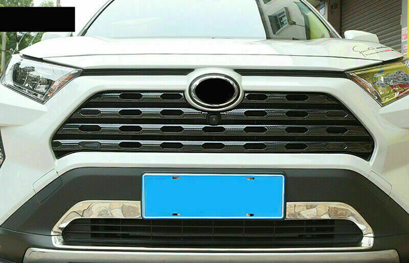 for Toyota RAV4 2019-2023 Carbon Look Front Center Grille Grill Trim Strip Steel