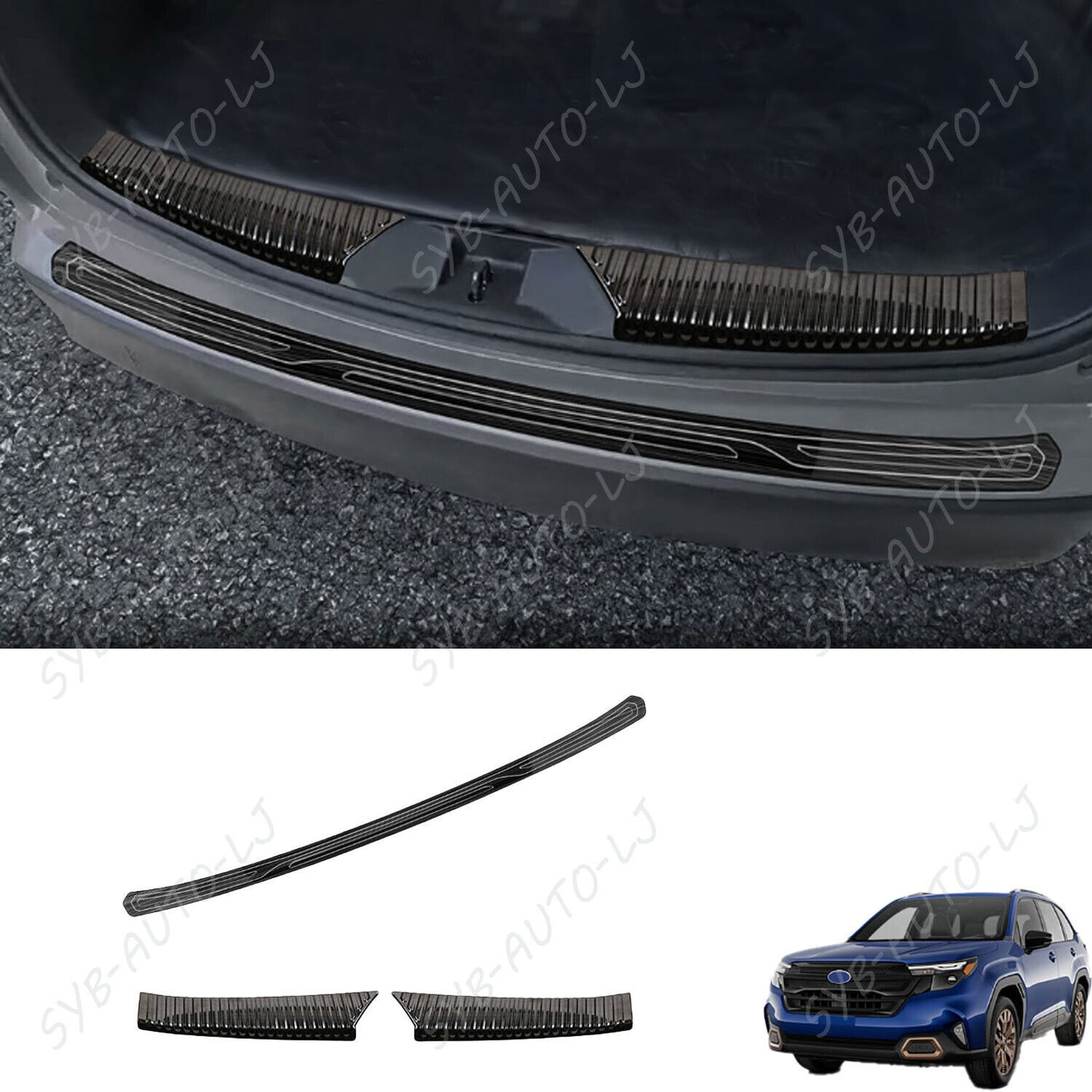 3X For 2025+ for Subaru Forester Black Titanium Rear Bumper Doorsill Protector Trim n