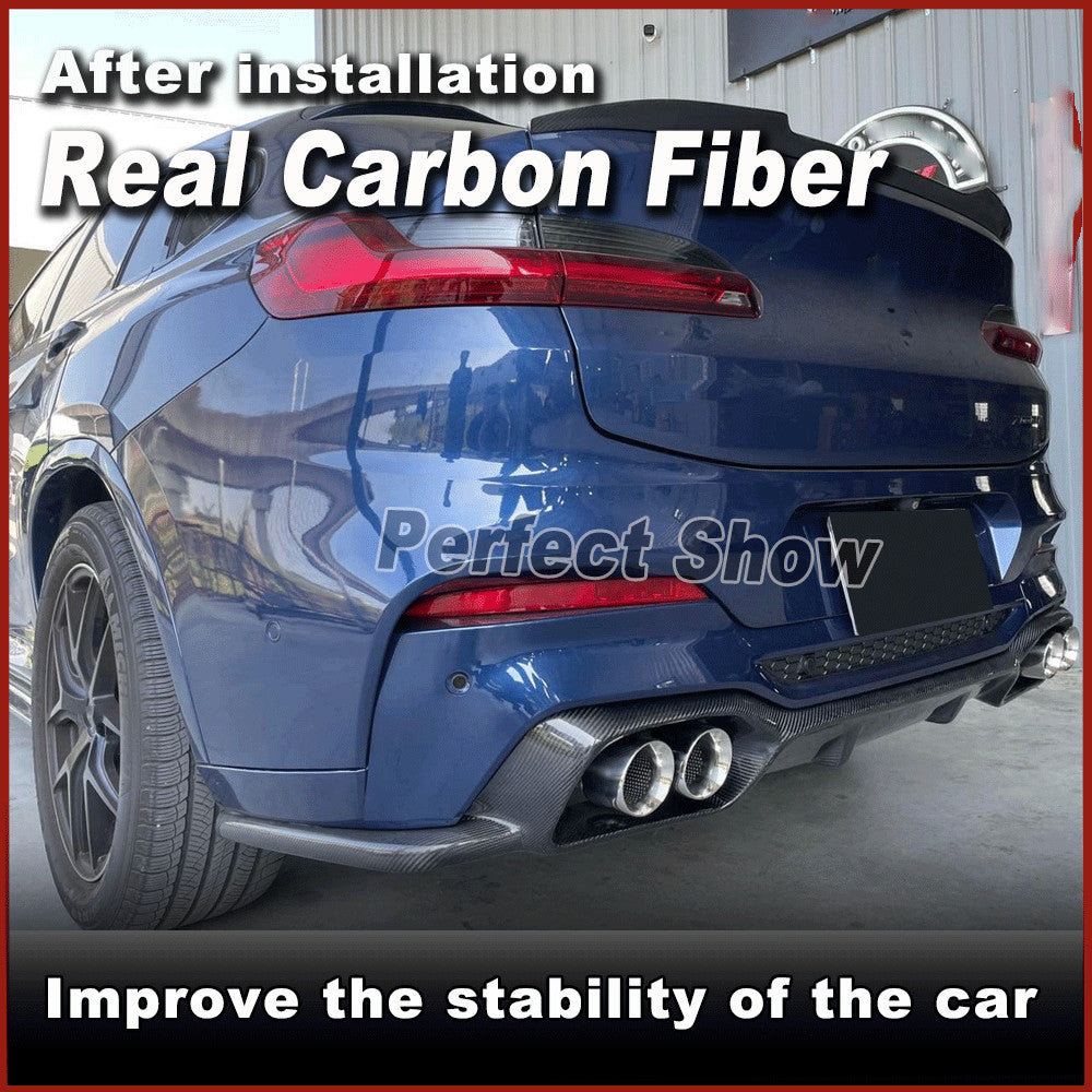 Fit for BMW F98 X4M 19-21 Real Carbon Rear Bumper Diffuser Lip Spolier Splitter
