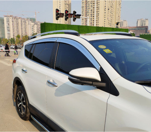 Car Window Visor Vent Shades Sun Rain Guard Chrome For 2015-2017 RAV4 B n