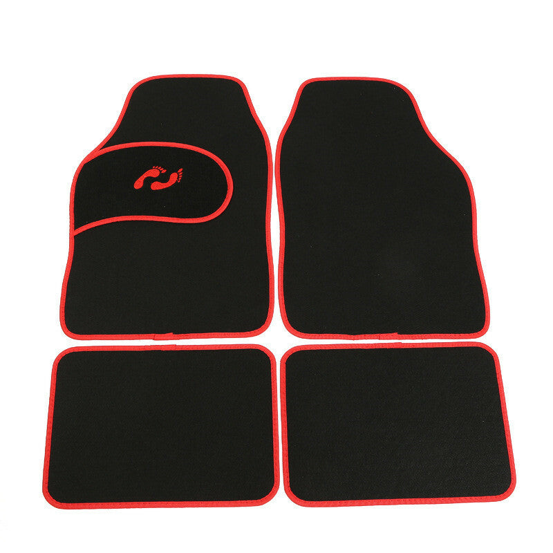 4x Car Floor Black/Red Mats Carpet Custom Heavy Duty Heel Prevent Wear Foot Pad