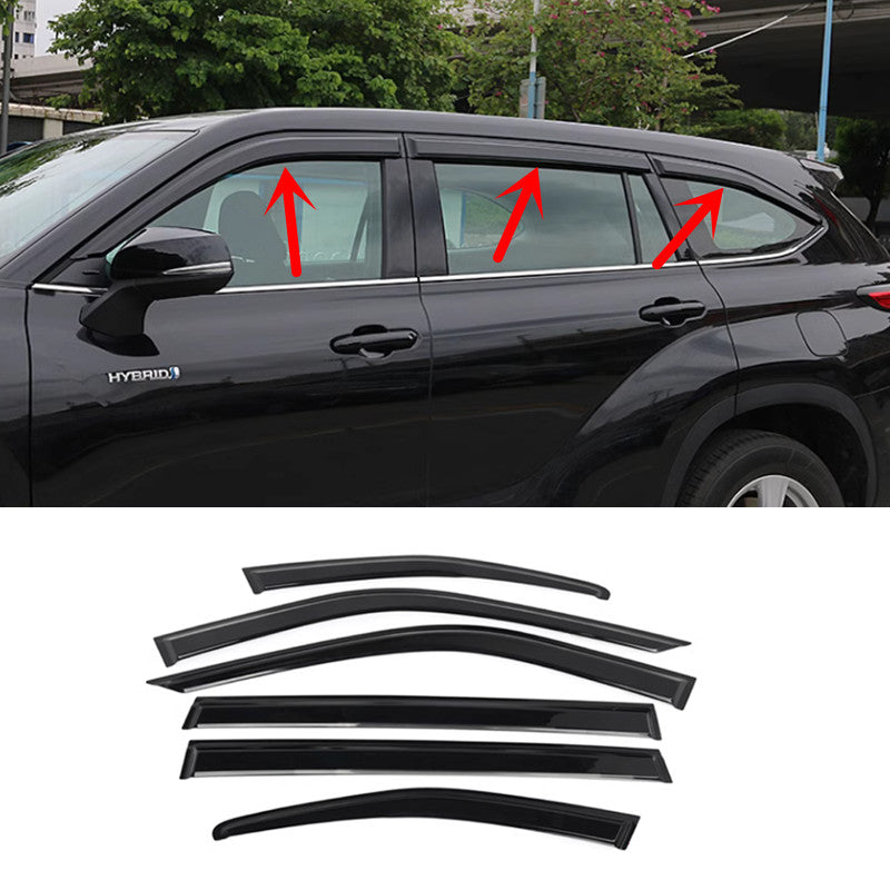 Black Window Frame Trim Rain Guard Vent Shade For Highlander 2020-2024 v