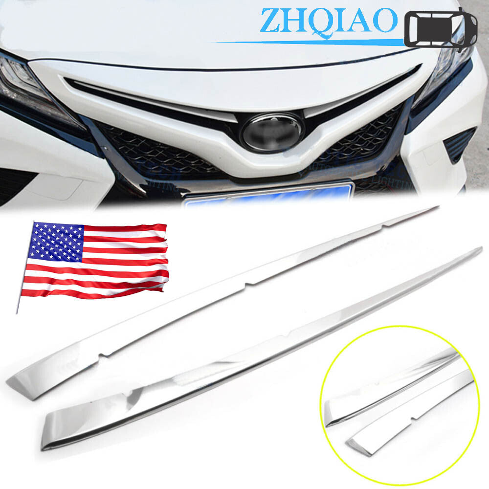 for Toyota for Camry SE XSE 2x Stainless Bumper Front Center Grille Cover Trim 18-23