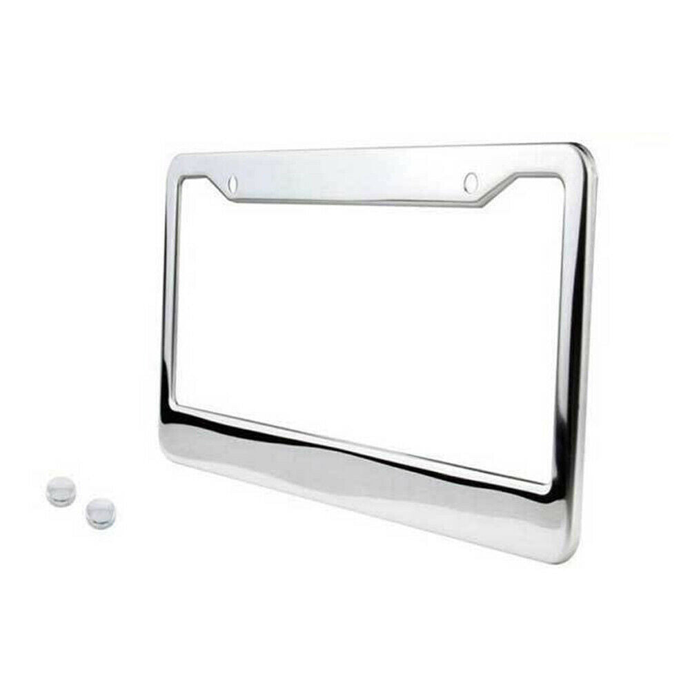 2 X Stainless Steel License Plate Tag Cover + Screw Lock Accessories