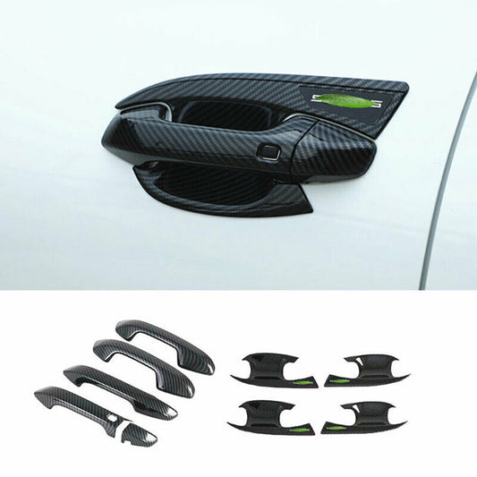 for Kia Seltos 2020-2023 Carbon Fiber Car Door Handle Cover+Cup Bowl Combo Trim