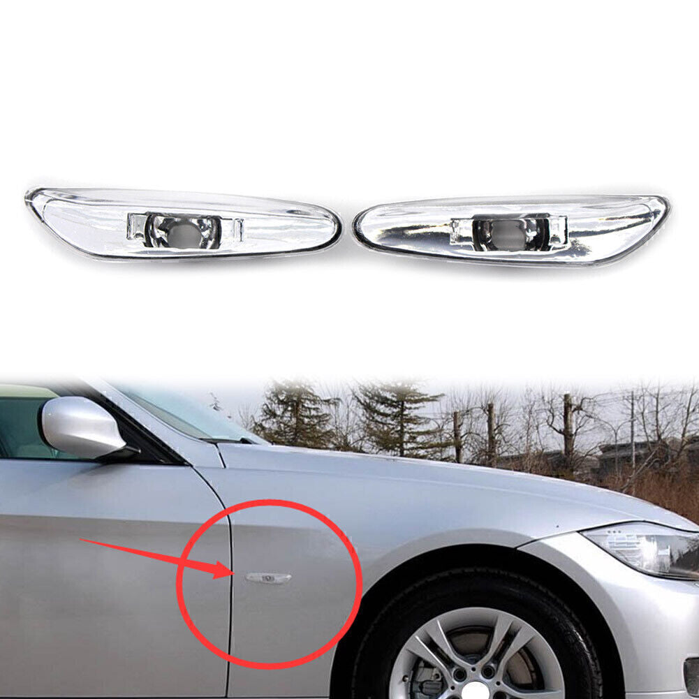 for BMW E46 4DR 02-05 63137165915 2x Clear Side Marker Light Turn Signal Lamp