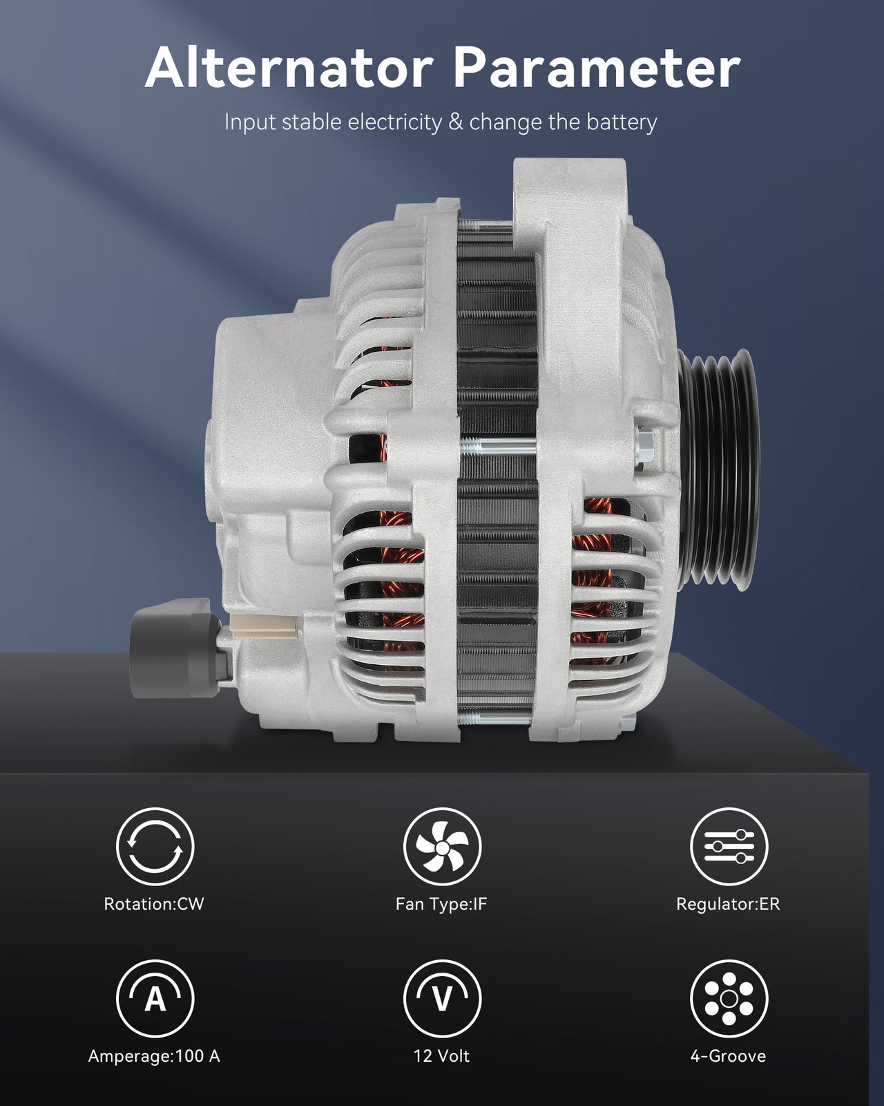 New Silver Alternator Fit for 2006-2010 for Chrysler PT Cruiser L4 2.4L AMT0150