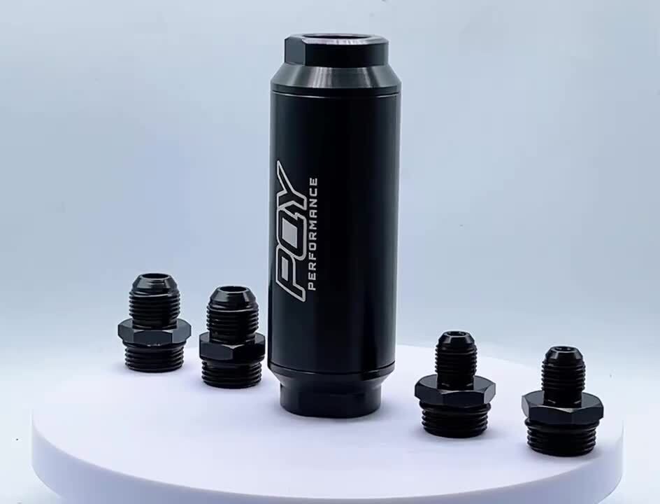 44MM Racing In-Line Fuel Filter W/ 6AN 8AN Fitting 100 Micron Cleanable SS