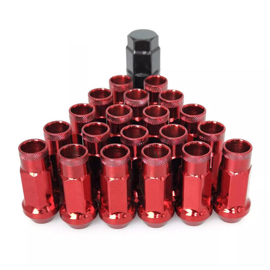20pcs Red Racing Extended Open End Tip Steel Wheel Lug Nuts M12x1.25+ Adapter