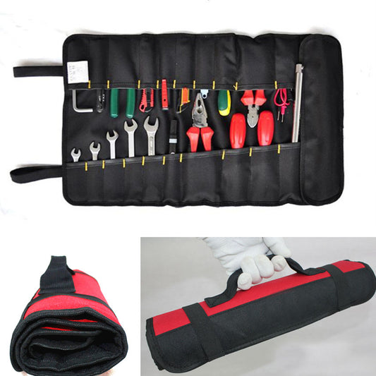 Car Hardware Tool Roll Plier Screwdriver Spanner Case Pouch Red Bag Reels Pocket
