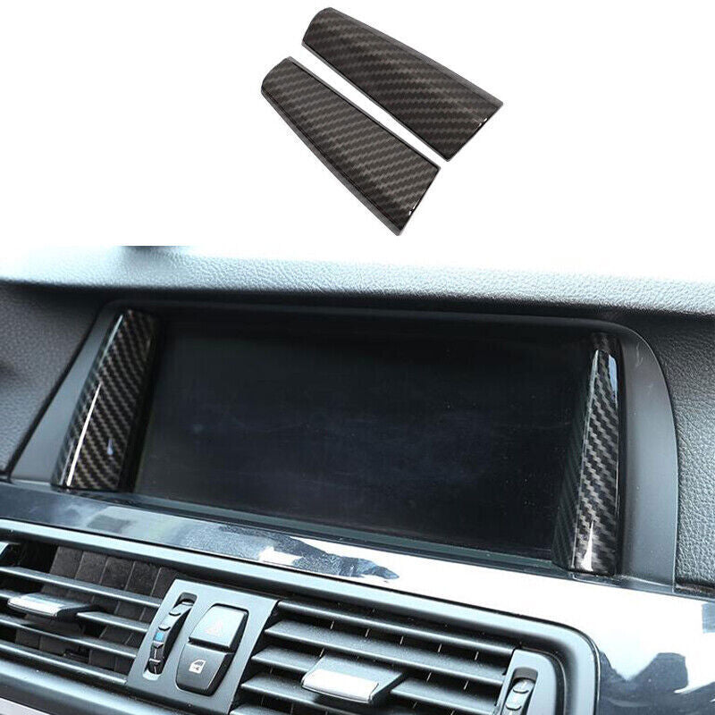 for BMW 5 Series 2014-17 ABS Carbon Fiber Middle Console Navigation Cover Trims