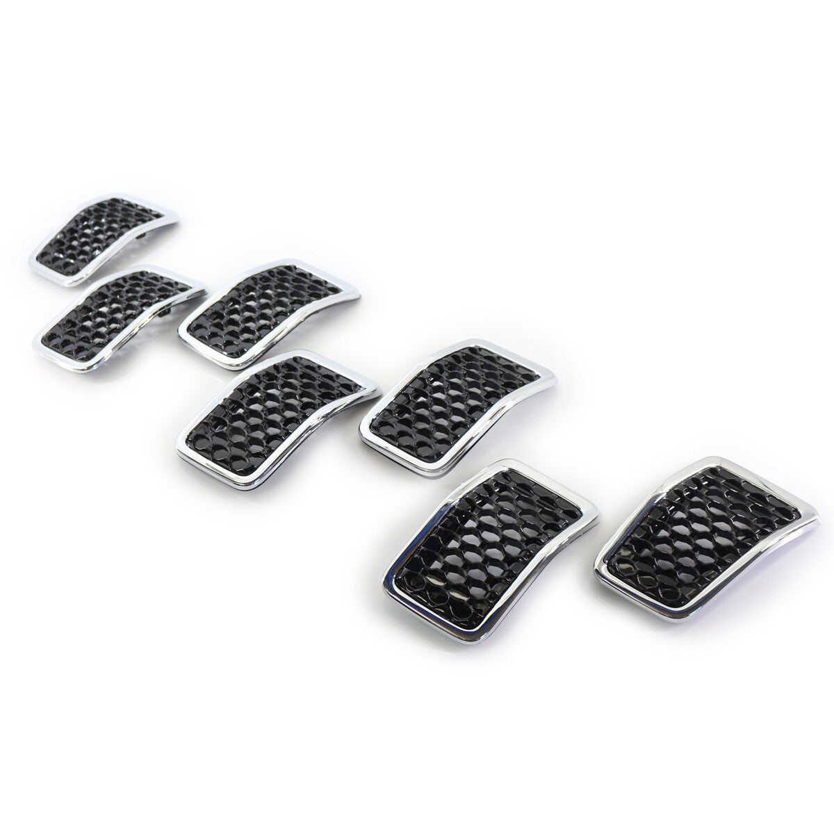 Chrome ring mesh front grille accessory for Jeep Cherokee 2019, 2020, 2021, and 2022 models.