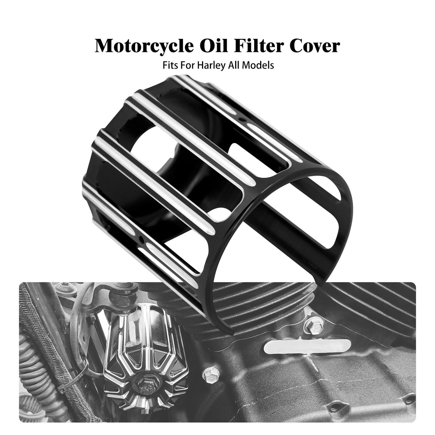 Motorcycle Black Oil Filter Cover Cap Trim Fit For Touring Glide Softail Dyna Q