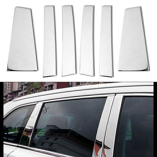 Silver Window Pillar Post Steel Moulding Trim Door for Toyota Highlander 2014-19
