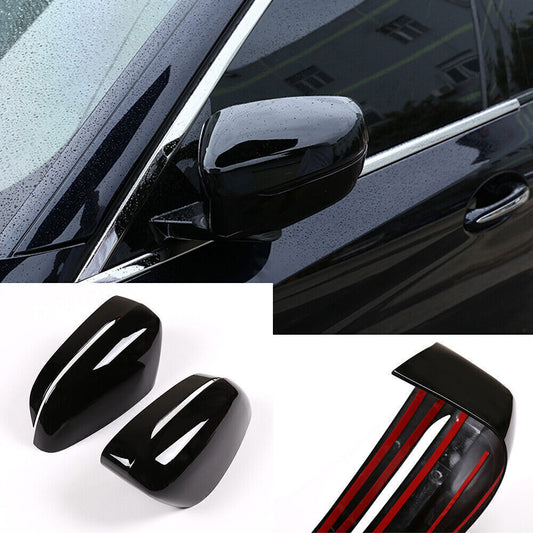 Gloss Black ABS Side Rearview Mirror Cap Cover Trim for BMW 5 Series G30 2018-23