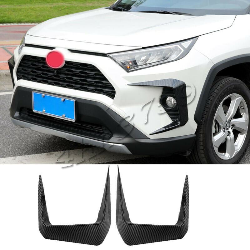 Carbon Color Exterior Front Fog Light Lamp Cover Trims for Toyota RAV4 2019-2023