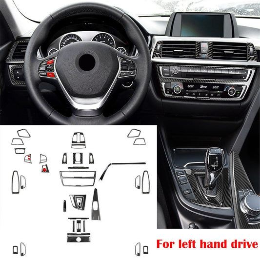 39PCS Carbon Fiber Interior Decorative Trim for BMW 3 4 Series F30 GT F34 13-19