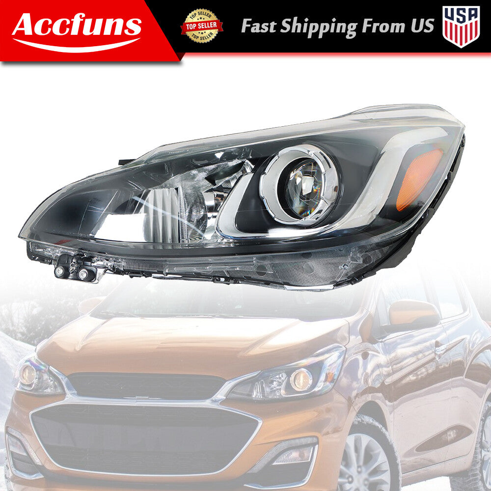 The left side of the headlight is suitable for 2019-2021 Spark models with a transparent lens and LED DRL. n