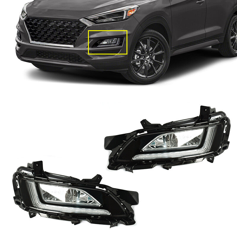Pair of front bumper fog lights and daytime running lights suitable for 2019-2020 for Hyundai for Tucson .