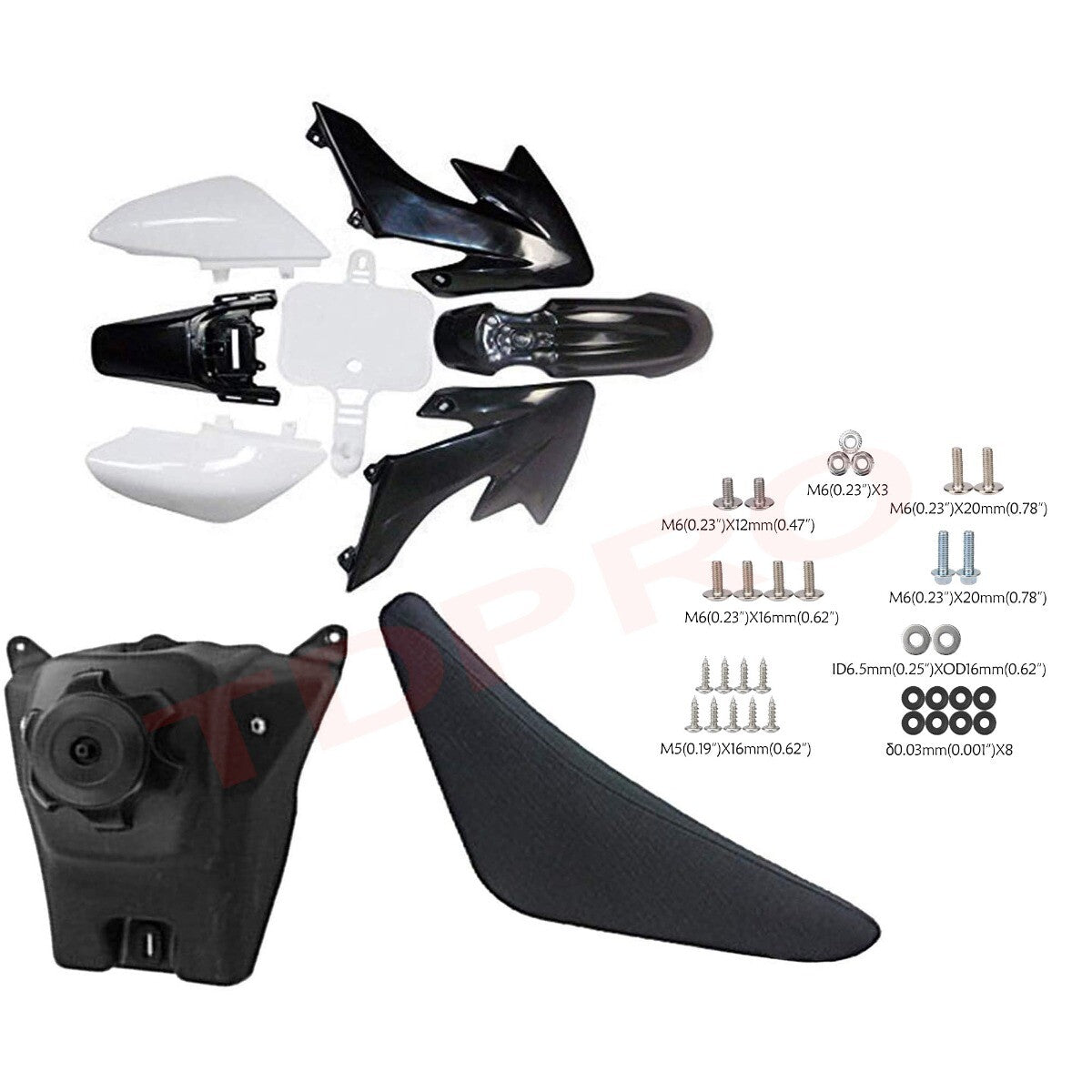 Plastic mudguard kit, for seat vest bolts for CRF50 XR50 Baja DR49 110CC 125CC Pit bicycles