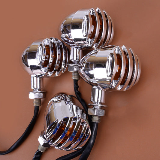 4x for CHRome Vintage Style Motorcycle Turn Signal Light Fit for for Honda for Suzuki for for Yamaha v